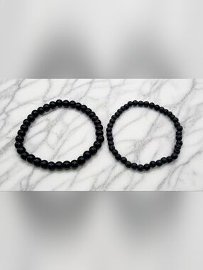 Mens Black Onyx And Lava Stone Beaded Bracelets Set